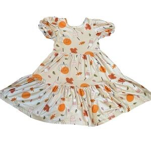 Dot Dot Smile Kids Dress with Orange and Cream Design